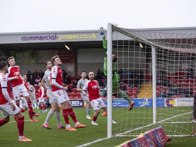 Ronan Curtis struck the crossbar after Pompey went 1-0 down