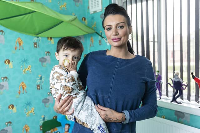 Meet Britain's most pampered toddler, who bathes in honey and milk - and sucks on a solid gold £1k dummy. Kasey Akram, 32, says she to loves to spoil her son Jareem Akram. PIcture: Lee McLean/SWNS
