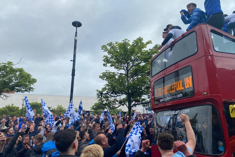 Crowds gathered on Victoria Road near the Civic centre to celebrate with the players.