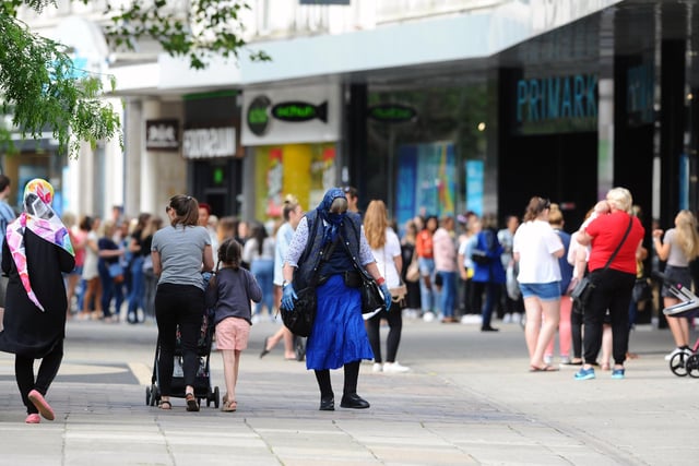 Shoppers flocked to the Cascades Shopping Centre and Commercial Road in Portsmouth as stores reopened. Picture: Sarah Standing (150620-4132)