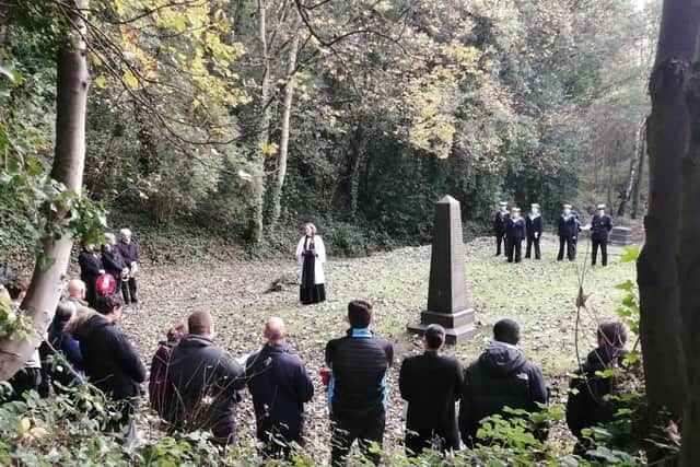 The Remembrance Day service held at Wardsend Cemetery, Sheffield which contains war graves and memorials to men who died