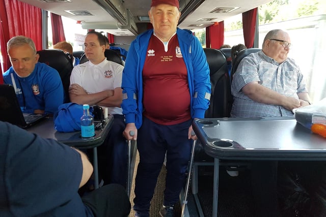 The game against Glossop in March 2018 was played in a 45mph blizzard, kitman George McLaughlin (pictured) had a hypo as his blood sugar levels dropped, and we were nearly snowed in on Snake Pass. What a day.