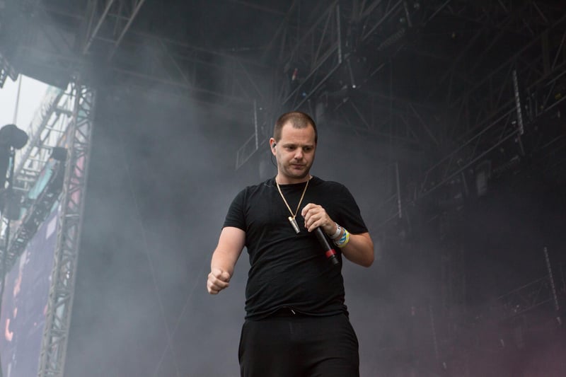 The Streets frontman Mike Skinner performing on the mainstage.