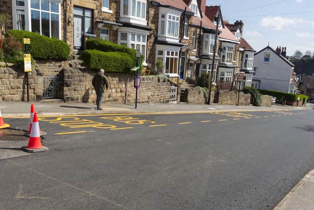 Freshly painted bus bay on Greystones Road almost the length of a swimming pool. Pic Bob Rae.