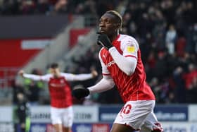 Rotherham United's Freddie Ladapo will miss the Pap John's Trophy semi-final against Hartlepool and the next few weeks after picking up a quad injury. Picture: Isaac Parkin/PA Wire.