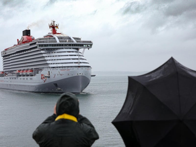 Arrival of Virgin crusie ship Scarlet Lady in Portsmouth. Picture: Chris Moorhouse (jpns 210621-12)