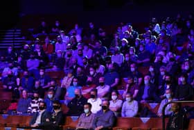 Fans during the match between England's Stuart Bingham and England's Mark Selby during day 15 of the Betfred World Snooker Championships 2021 at the Crucible Theatre, Sheffield today, Saturday