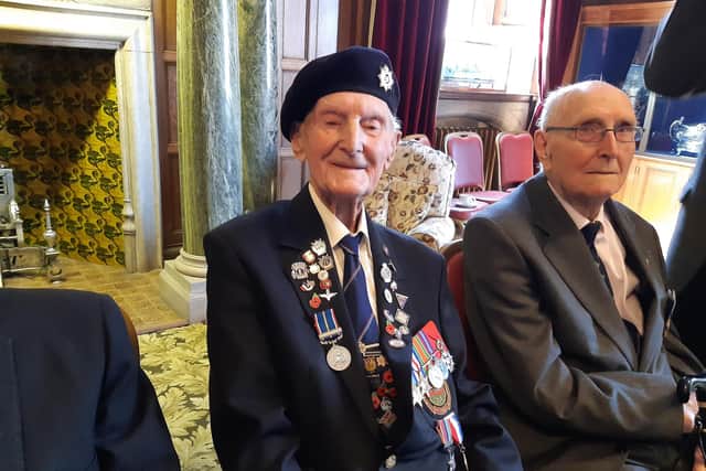 One of Sheffield's last remaining Normandy Veterans from World War Two, Cyril Elliott, celebrates his 103rd birthday at a reception at Sheffield Town Hall