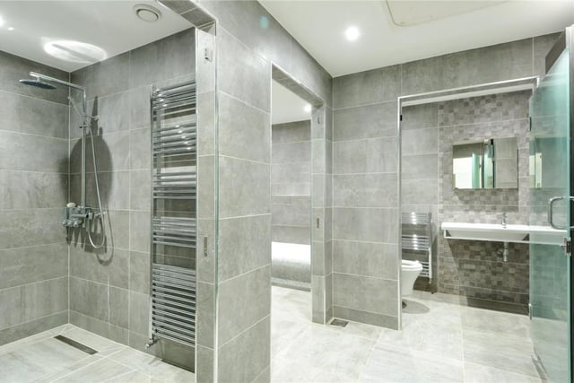 Pool shower room and changing area.