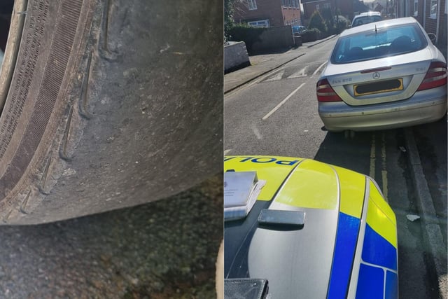 This driver was caught with faulty lights and wipers and two bald tyres after failing to indicate in Alfreton.  
police tweeted: "Vehicle prohibited and recovered. Driver reported to court."