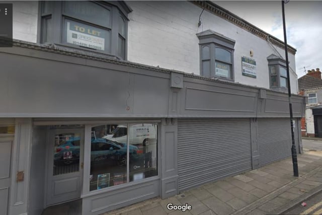 This building comprises five retail units and three flats and is for sale for £175,000.