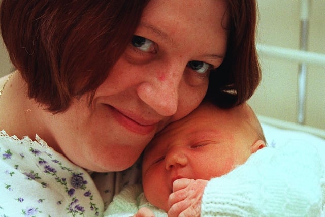 Mandy Kermeen of Pritchard Close, Hackenthorpe, with baby Holly May, born at 5.51am on December 25, 1998, at the Jessop Hospital in Sheffield, weighing 7lbs 14oz