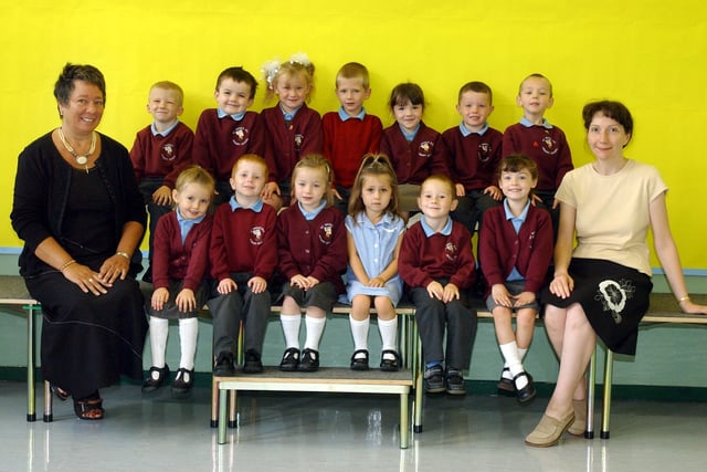 In the picture is Mrs McConvill and Mrs Stephenson's reception class at St Bede's RC Primary School.