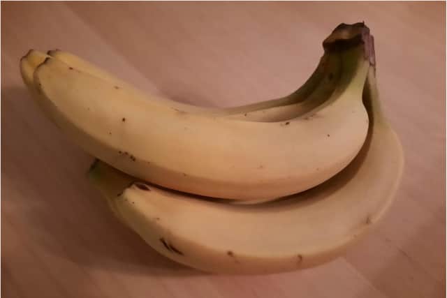 These teeny weeny bananas don't match Mick's whopping fruit.