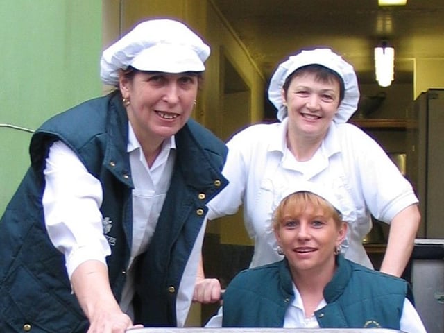 In 2004 Pheasant Bank Junior School got its own kitchen after the Rossington school spent years preparing meals in the facilities at the nearby Holmescarr School building. Our pic shows Angela Exley, Liz Oliver and Nicola Perry