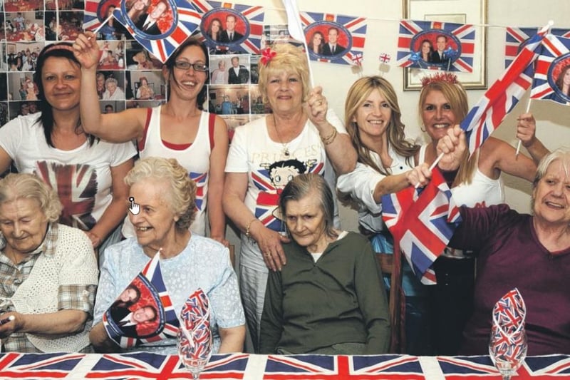 Staff residents flew the flag for William and Kate at a special party at Havana House on Broomhill Road in Hucknall