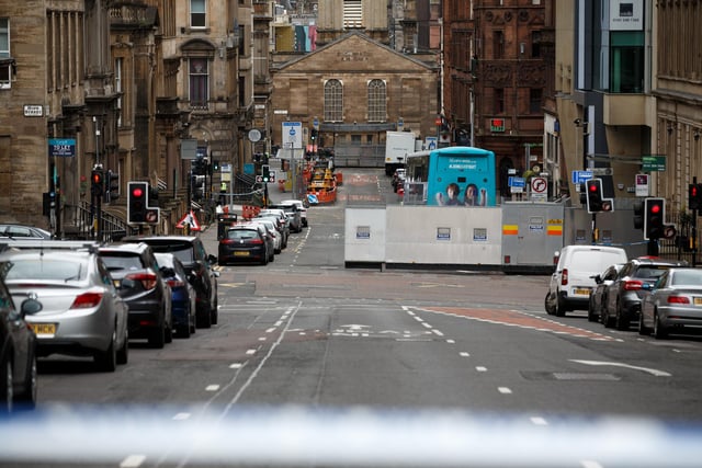 Just behind Scotland’s capital is its second city, Glasgow, which also has a high percentage of aggressive drivers, according to the study (Photo by ROBERT PERRY/AFP via Getty Images)