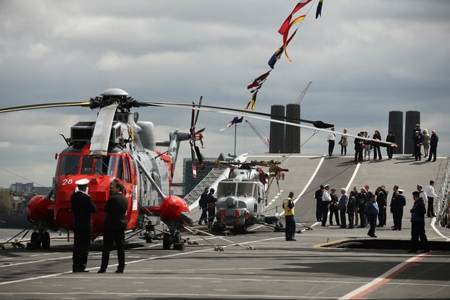 A general view of helicopters on the flight deck of HMS Illustrious May 10, 2013. Photo by Dan Kitwood/Getty Images