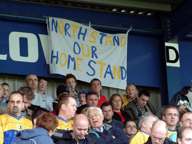 Stags fans make a point at the Northampton game about wanting the club to preserve the North Stand as the home fans' end, but ultimately it was permanently given to away fans.