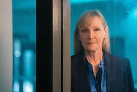 Jean (Lesley Sharp) is the headteacher of the fictional Sheffield Spires Academy in The Full Monty Disney+ TV series, with her husband Dave (Mark Addy) working there as a caretaker. It's understood the school scenes were shot at Co-op Academy North Manchester. Photo: ©Disney+