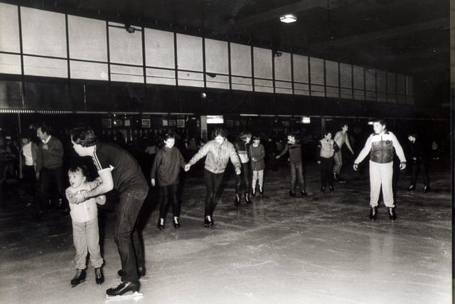 Silver Blades Ice rink, Sheffield. February 1984 attracted crowds to try ice skating