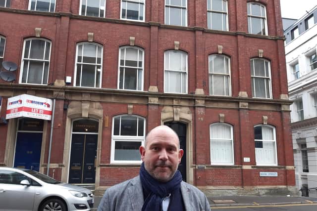 Tim Bottrill, at 52 Bank Street, the former 'secret post office' now offices called Stamp House.