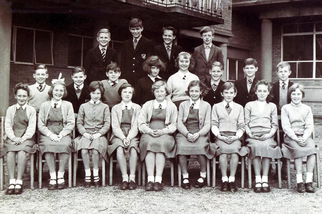First class photo taken at Silverdale Secondary Modern School taken in 1960.  Most of the pupils left Hunters Bar School together and then were graded and went in different classes.  There are others in the photo who came from different schools. Submitted Lynne Middleton