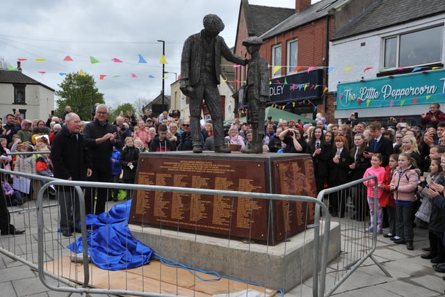 Where is this sculpture, seen here at its unveiling in 2019?