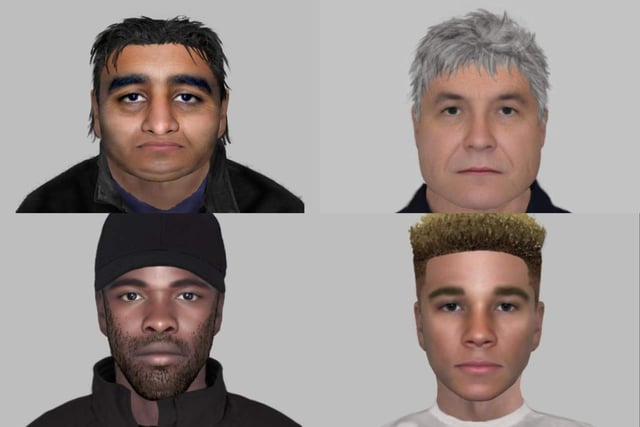 Police have released a number of E-fit images in 2022 of men wanted in connection with crimes.