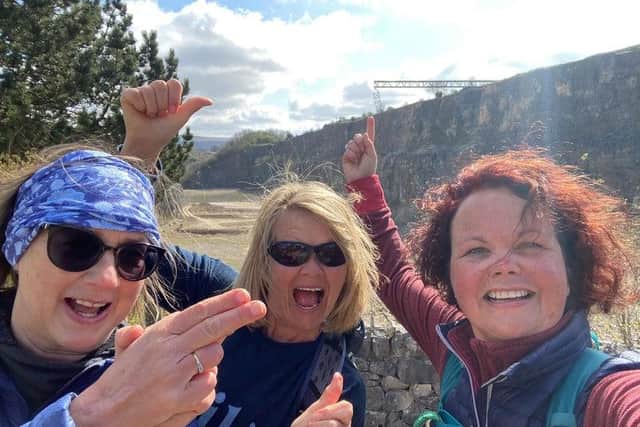 Rachel Davison (right), Karen Brown (middle) and Alison Nubbert (left) said they were 'very excited' to see the eye-catching set on Sunday. Did they spot a glimpse of Mission Impossible star Tom Cruise? Not on this occasion...