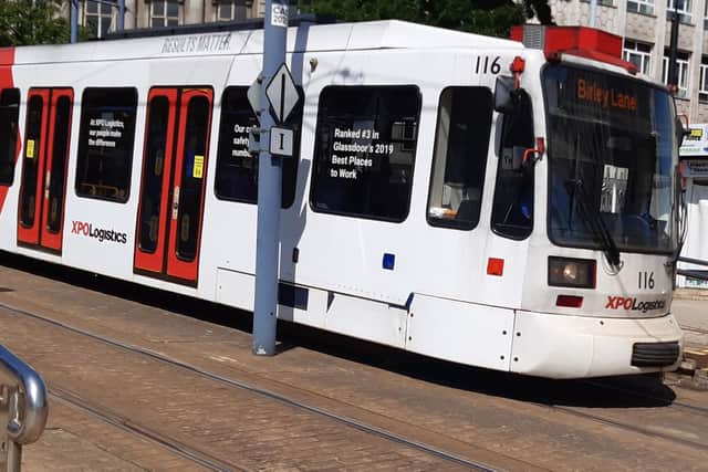 Stock picture of one of Sheffield's trams. One route was suspended today after a passenger was injured