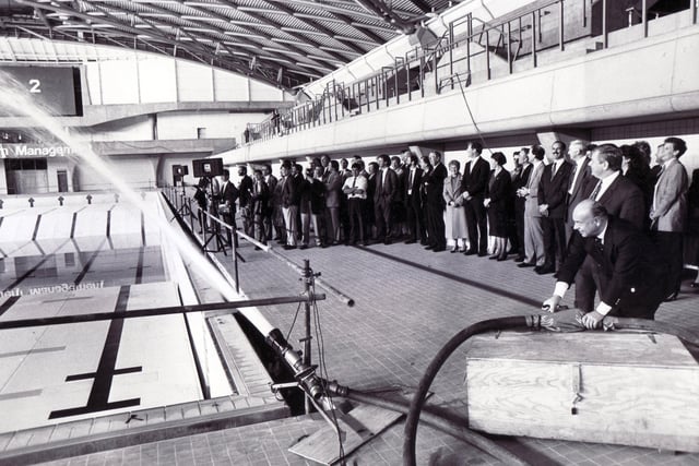 Dr Primo Nebiolo, president of the IAAF, began the official filling of the Ponds Forge swimming pool at a ceremony on October 9,  1990.