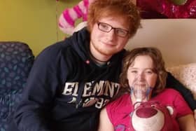 South Yorkshire teenager Abigail Fleming with pop star Ed Sheeran, who performed a private bedside concert shortly before her death. Abigail's parents are taking on a series of fundraising challenges to show their gratitude to Bluebell Wood Children's Hospice, in Sheffield, which supported Abigail during her final weeks