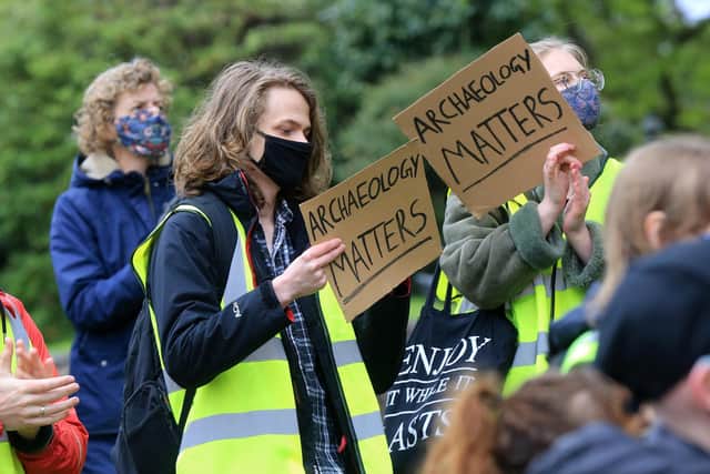 Supporters gathered on Tuesday to protest possible closure of Department of Archaeology