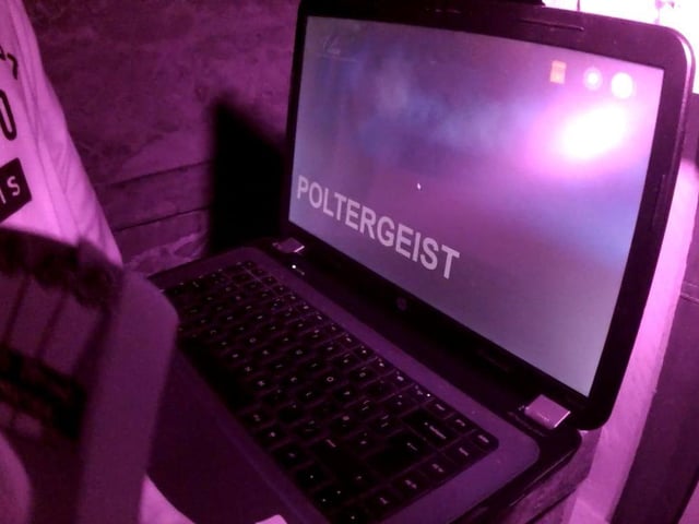Ghost hunter Lee Roberts shared this spooktacular image. According to Lee, this is called the Alice box, it is a device is said to put words on a screen that spirits want to say! This time chose the word "poltergeist." It happened while Lee and his ghost hunting team were setting up their equipment at the reputedly haunted Newstead Abbey, the former ancestral home of Byron. SCARY!
