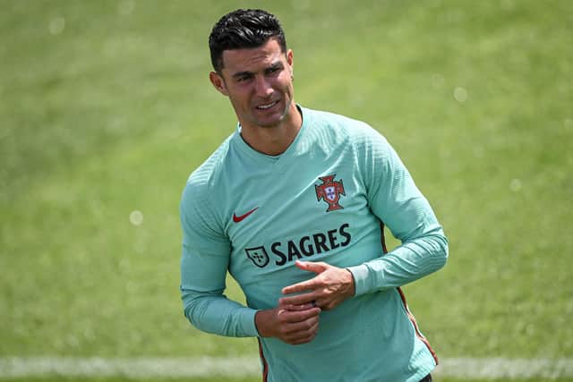 Cristiano Ronaldo, pictured earlier this summer on international duty, has been at the Cidade do Futebol training complex in Oeiras, where Sheffield United have spent this week as part of their pre-season plans (Photo by PATRICIA DE MELO MOREIRA/AFP via Getty Images)