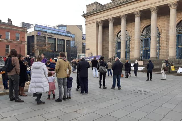 Protesters at the first anti-lockdown protest in Sheffield city centre on Saturday, November 7, when one woman was arrested and later charged