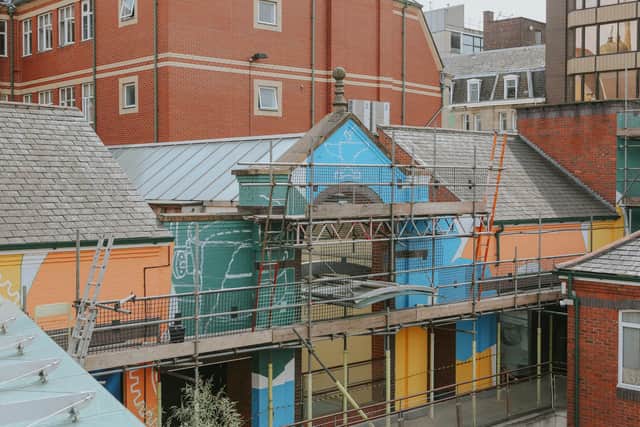 The project required thee separate scaffolds to complete.Picture: Joe Horner.