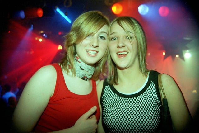 From the left, Jemma and Kate at the Leadmill in 2003