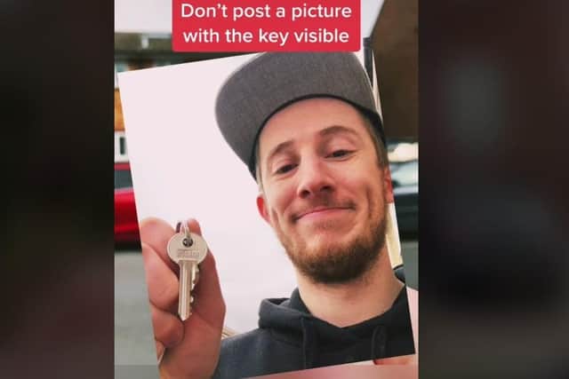 Kyle Mattison or 'That Property Guy' on TikTok advises new home owners not to post visible pictures of their house keys on social media.