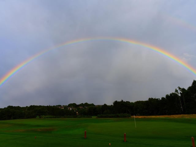 Rainbow over Lodge Moor Golf Course by Mike Nind