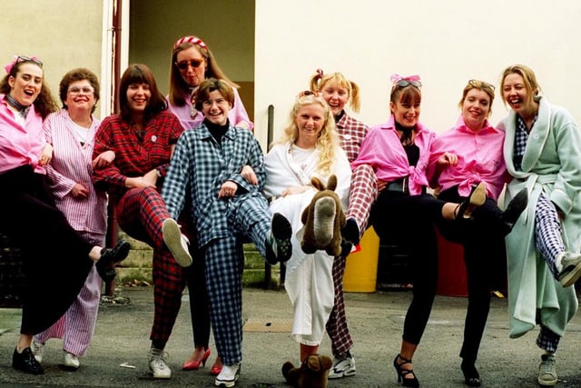 Staff at Westfield House, in Division Street, wearing fancy dress and pajamas back in 1996.