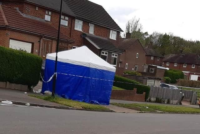 The scene of the police investigation into a suspected 'murder' at Smelter Wood Road, on the Stradbroke estate, near Richmond and Woodhouse, Sheffield