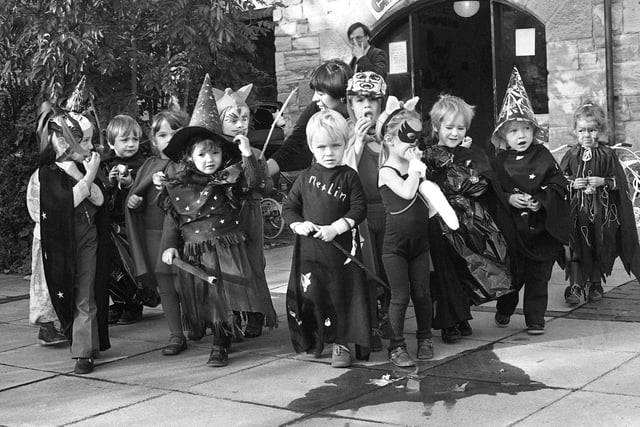 Bless! Look at the costumes at the Washington Art Centre playgroup's Halloween party in 1983.