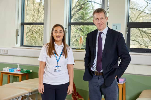 South Yorkshire mayor, Dan Jarvis MP, has met Sheffield Hallam University’s 2,000th degree apprentice, Heather Goldie, as part of celebrations to mark National Apprenticeship Week. Picture: Nigel Barker