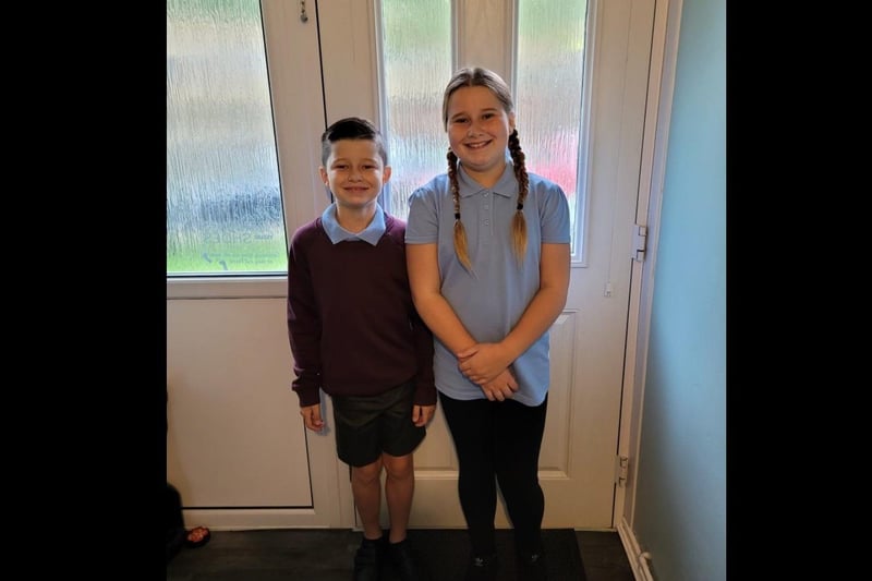 Parents from across the Portsmouth area shared photos as their children returned to school after the summer holiday on Thursday, September 2, 2021. Pictured is Kallum, aged seven, and Shayla, aged 10. 