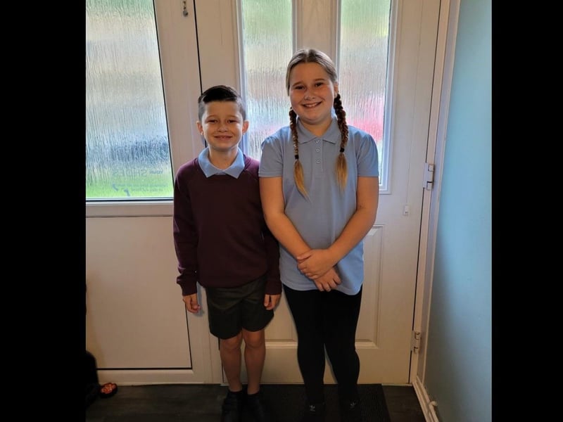 Parents from across the Portsmouth area shared photos as their children returned to school after the summer holiday on Thursday, September 2, 2021. Pictured is Kallum, aged seven, and Shayla, aged 10.