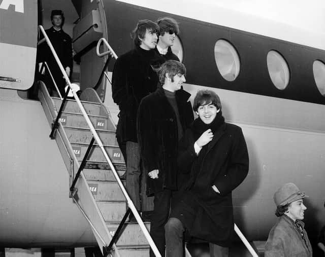 The Beatles arrive at Turnhouse in 1964.