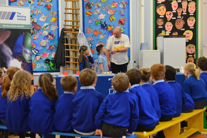 Chocolate welding during Science Week at West Park Primary School and here is Keith Temperley with Madeline Bates and Sonny Watson. Were you there in 2017?