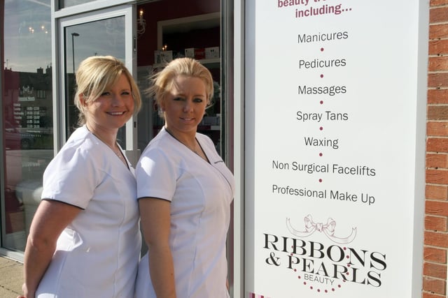 Ribbons and Pearls beauty salon in 2012  l to r Rebecca Parker-Blinks, Katie Newman